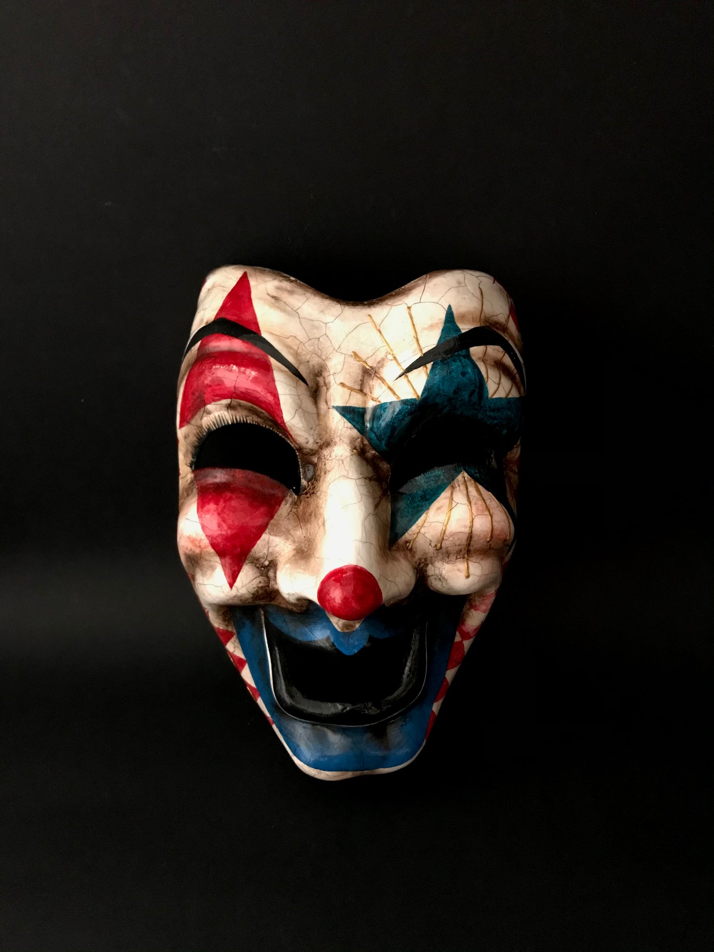 Red and blue clown mask