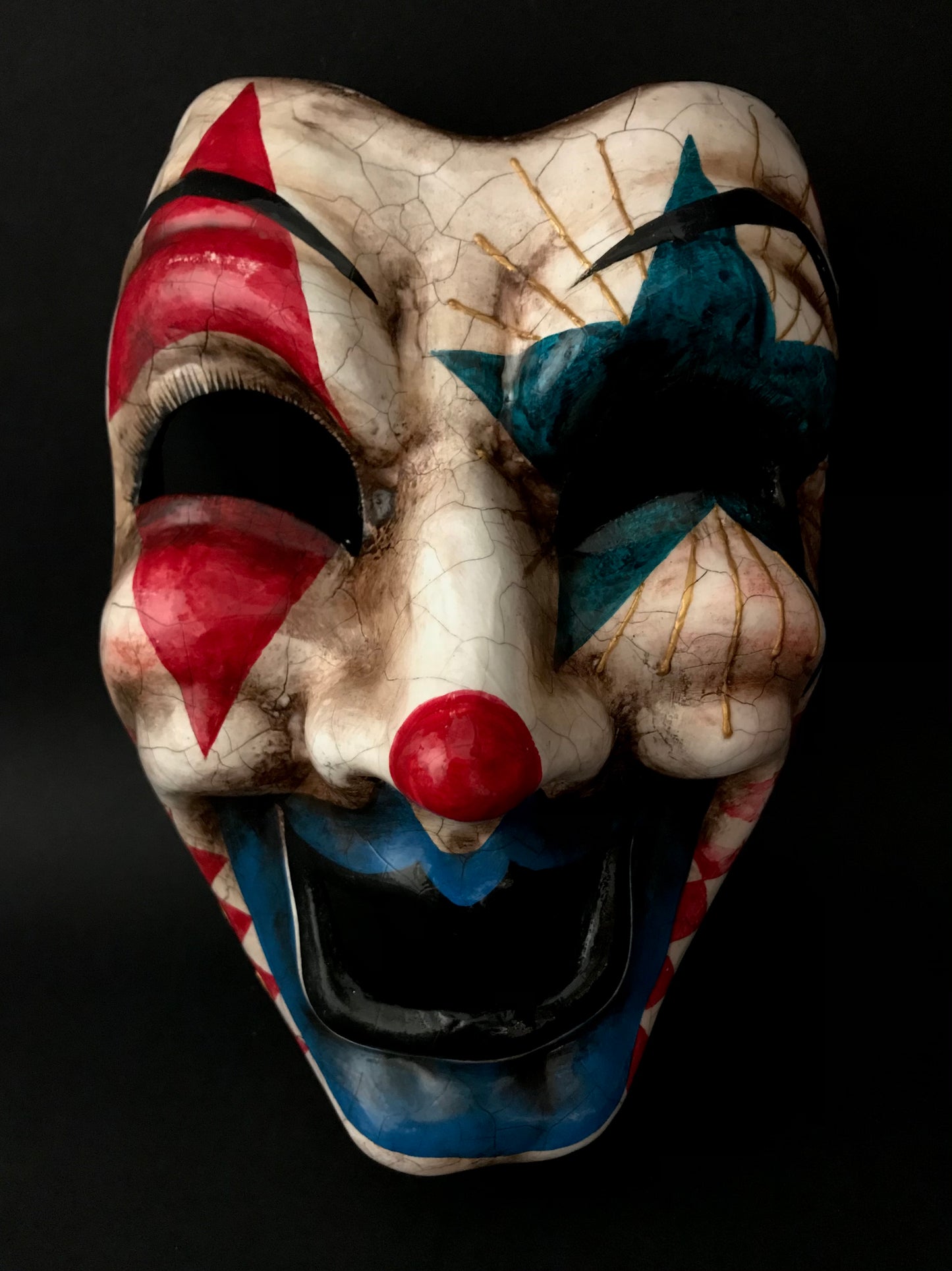 Red and blue clown mask