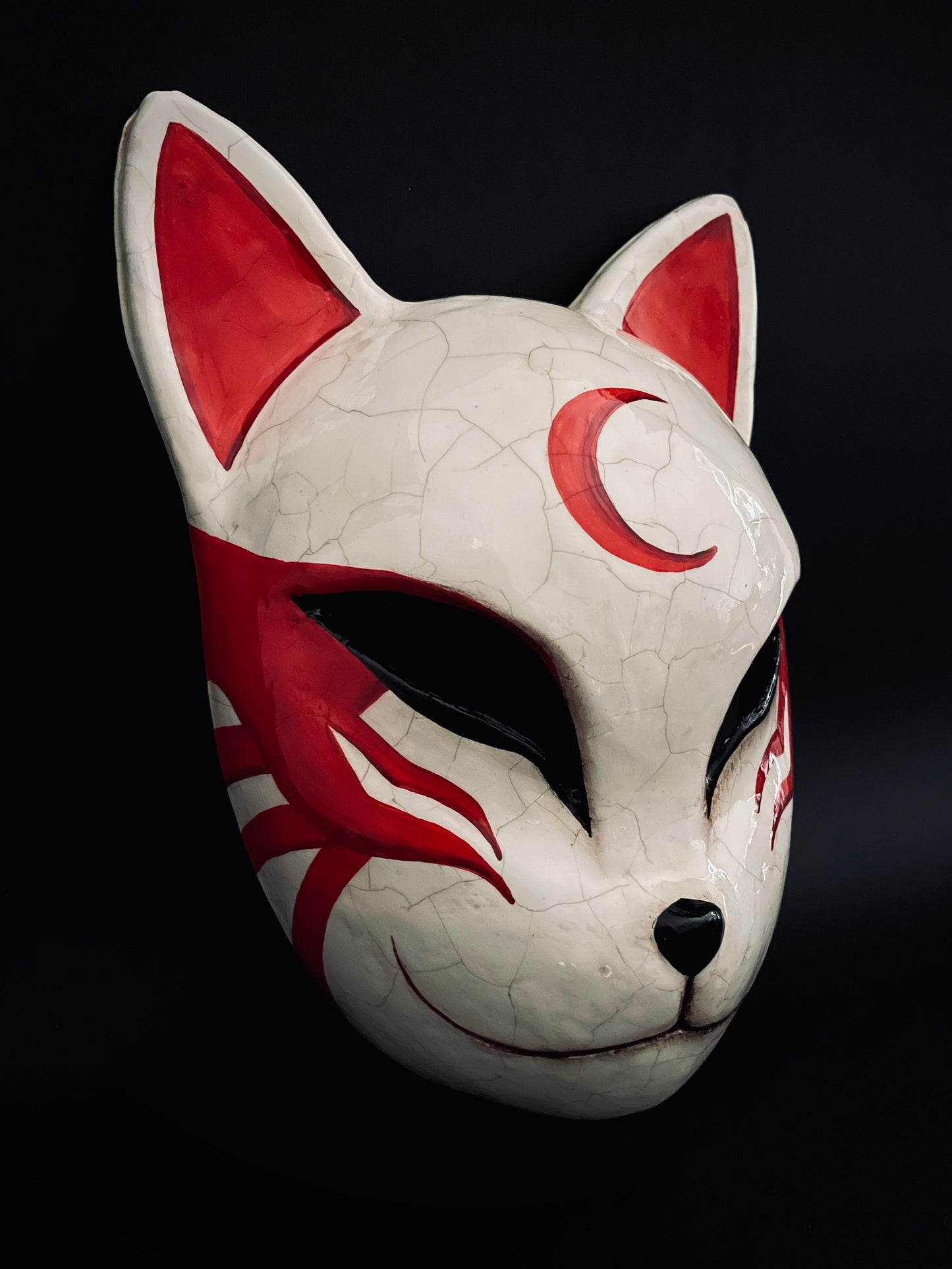 Kitsune and the moon. Japanese fox mask