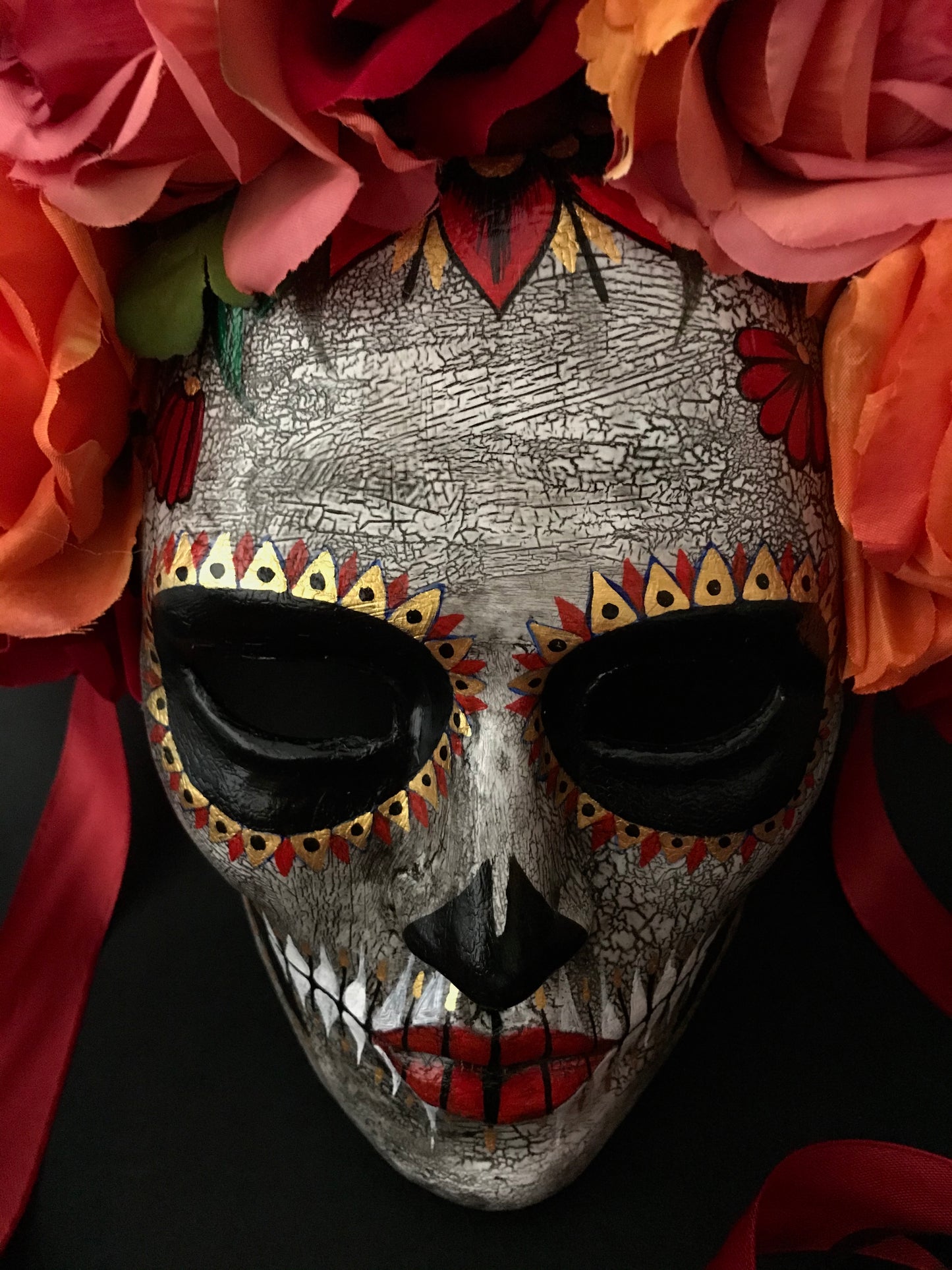 Catrina mask with orange flowers