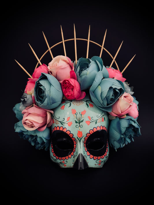 Half face blue Catrina mask