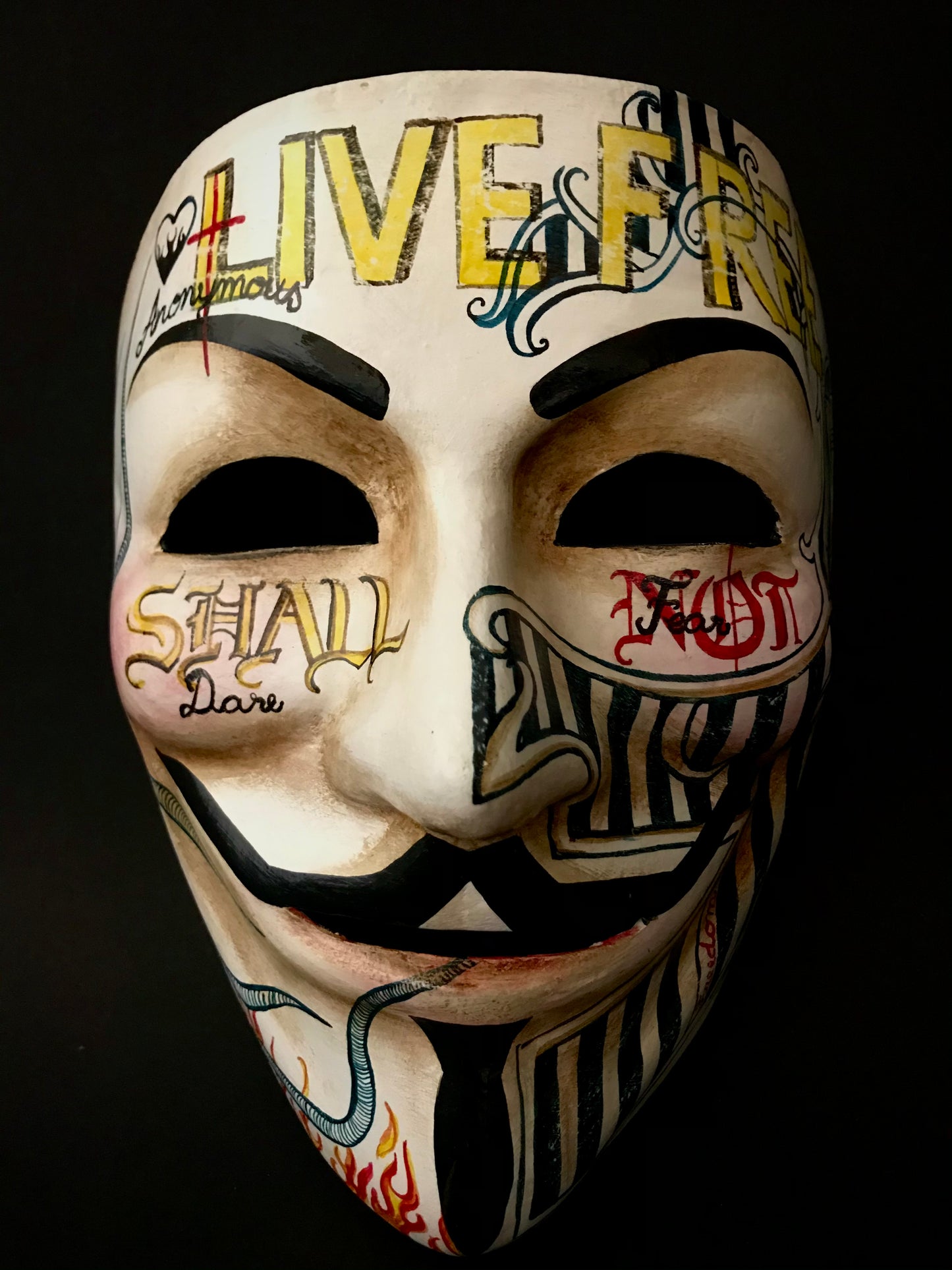 Anonymous mask with tattoos