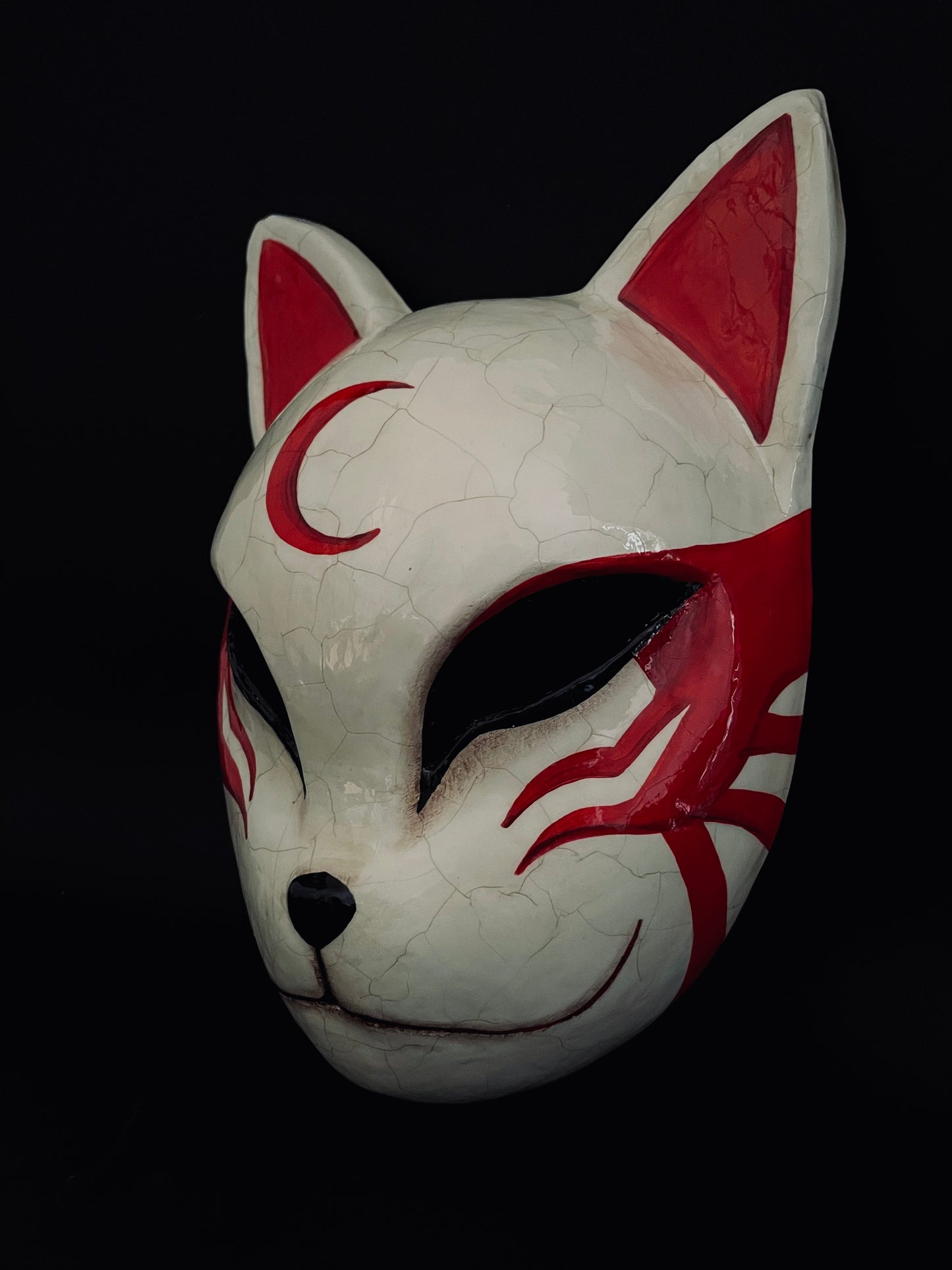 Kitsune and the moon. Japanese fox mask