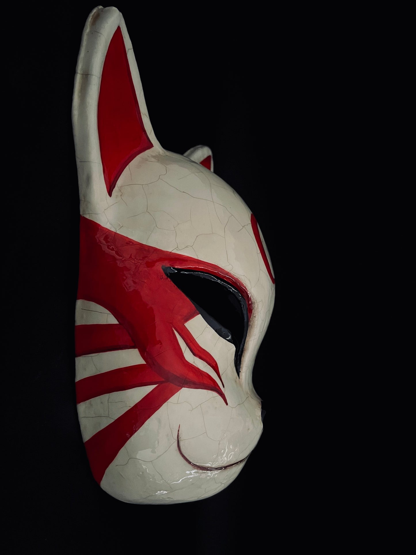 Kitsune and the moon. Japanese fox mask