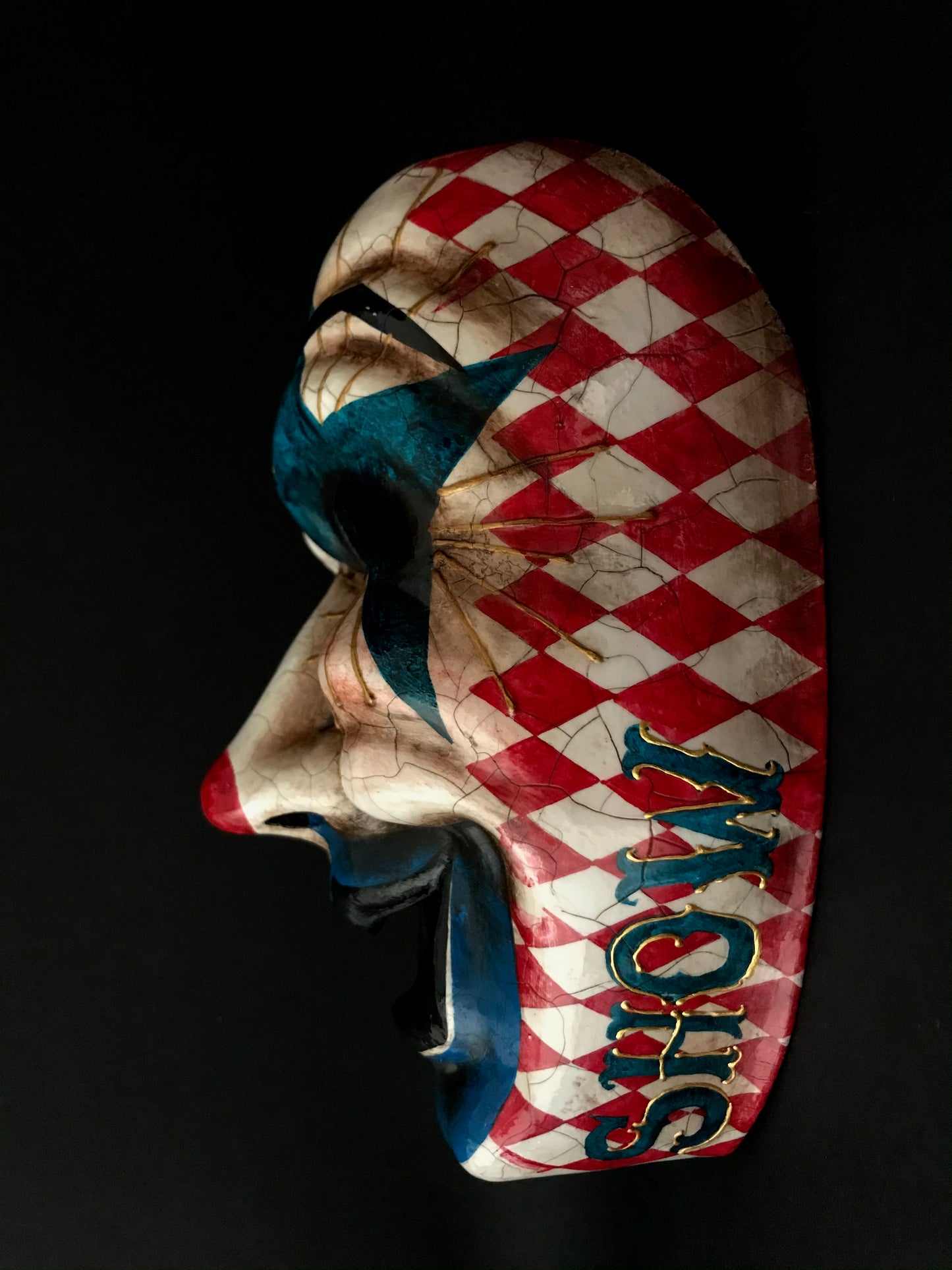 Red and blue clown mask