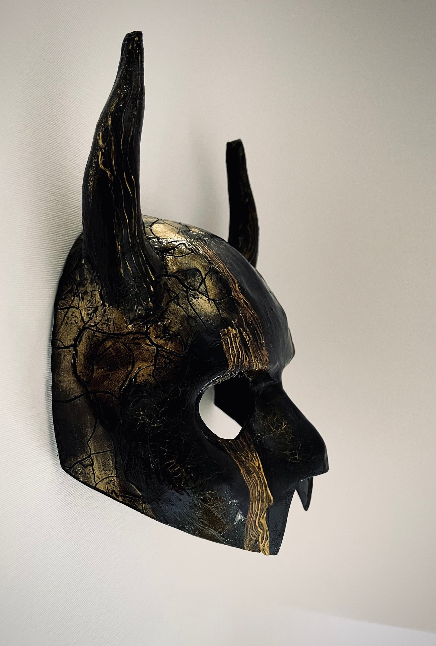 Half face black demon mask