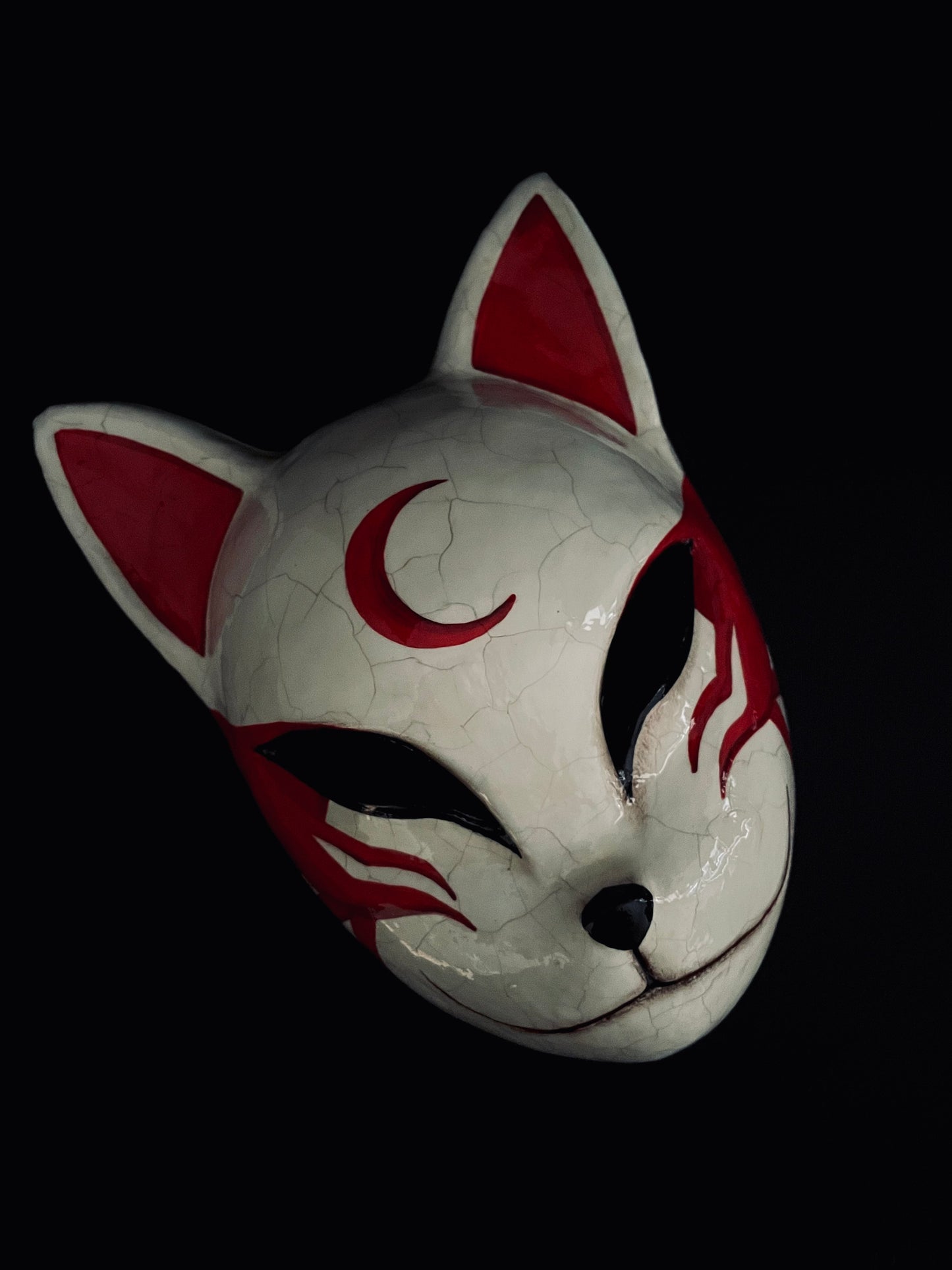 Kitsune and the moon. Japanese fox mask