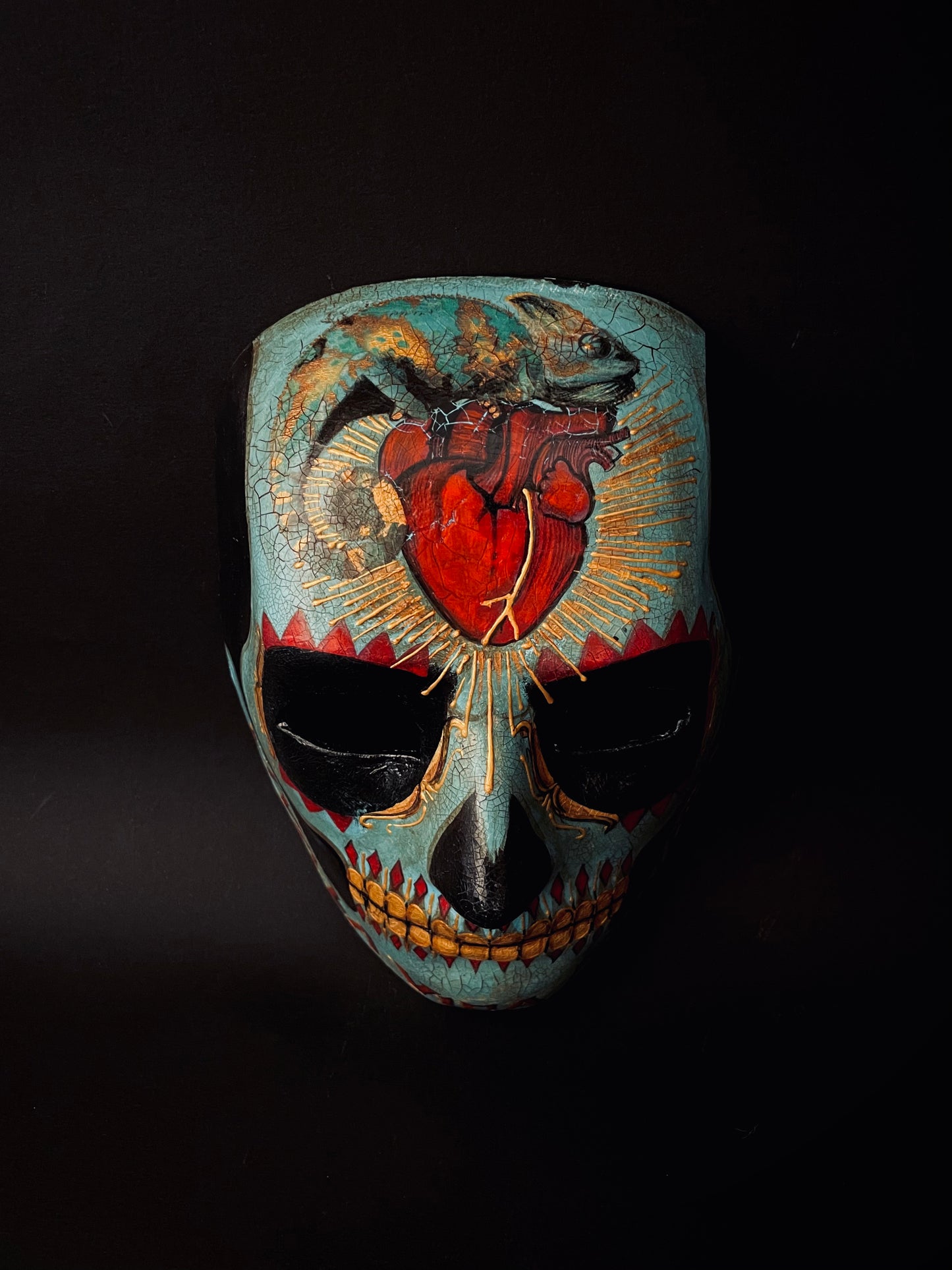 Day of the dead mask with sacred heart. Catrin mask