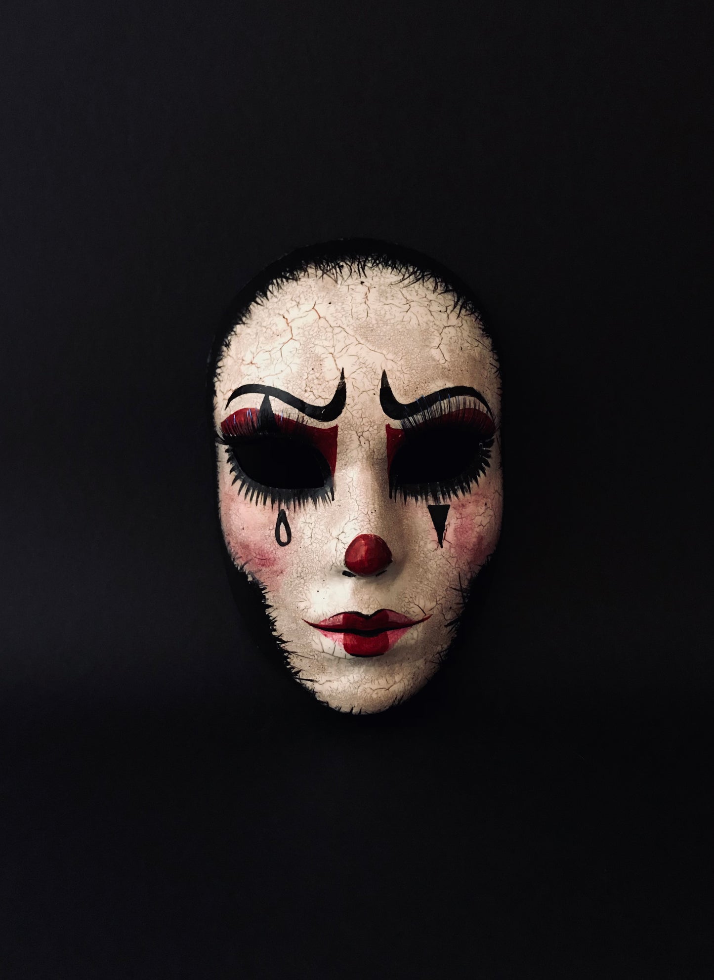 Pierrot mask with fake eyelashes