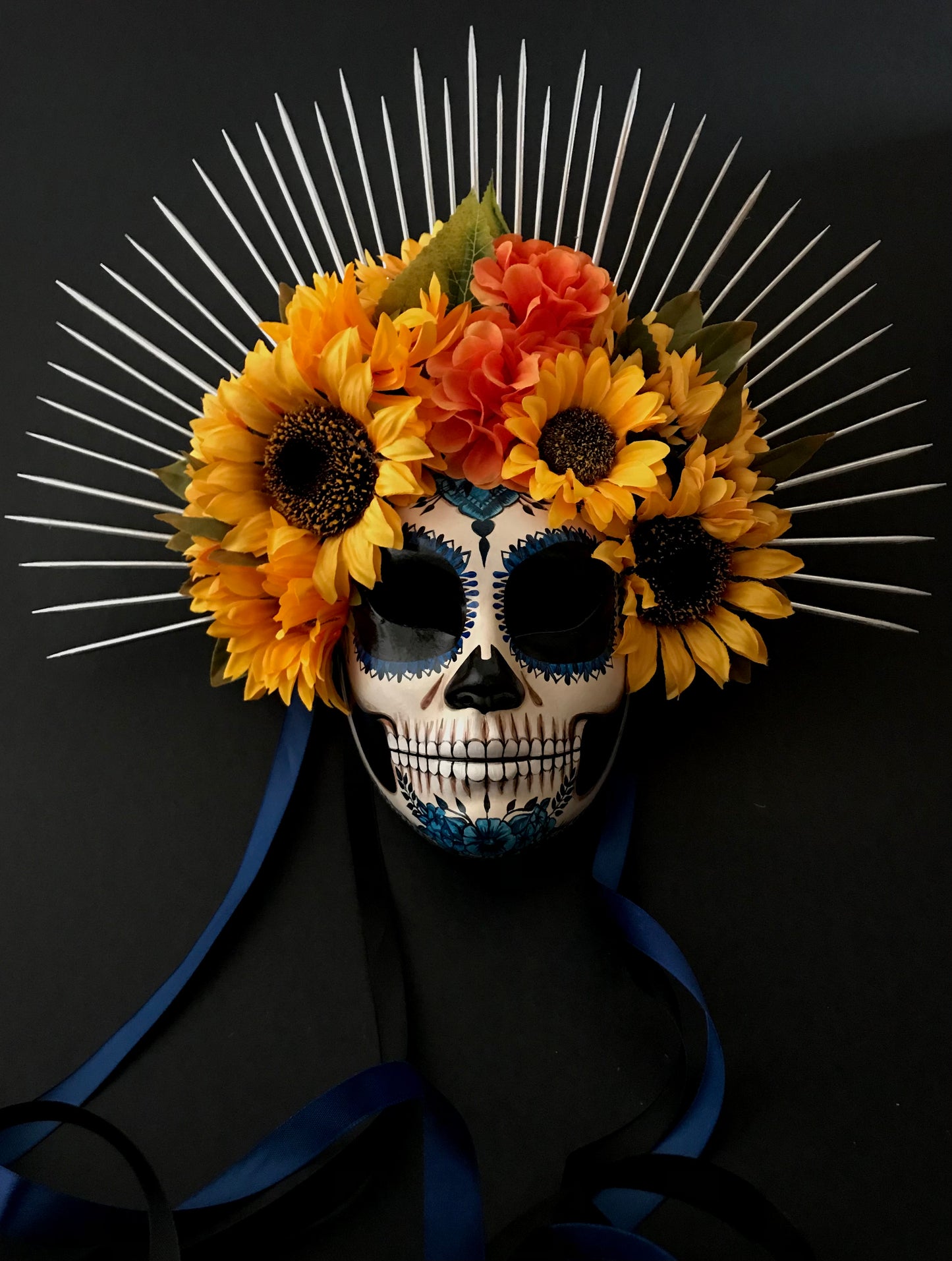 Blue Catrina with sunflowers