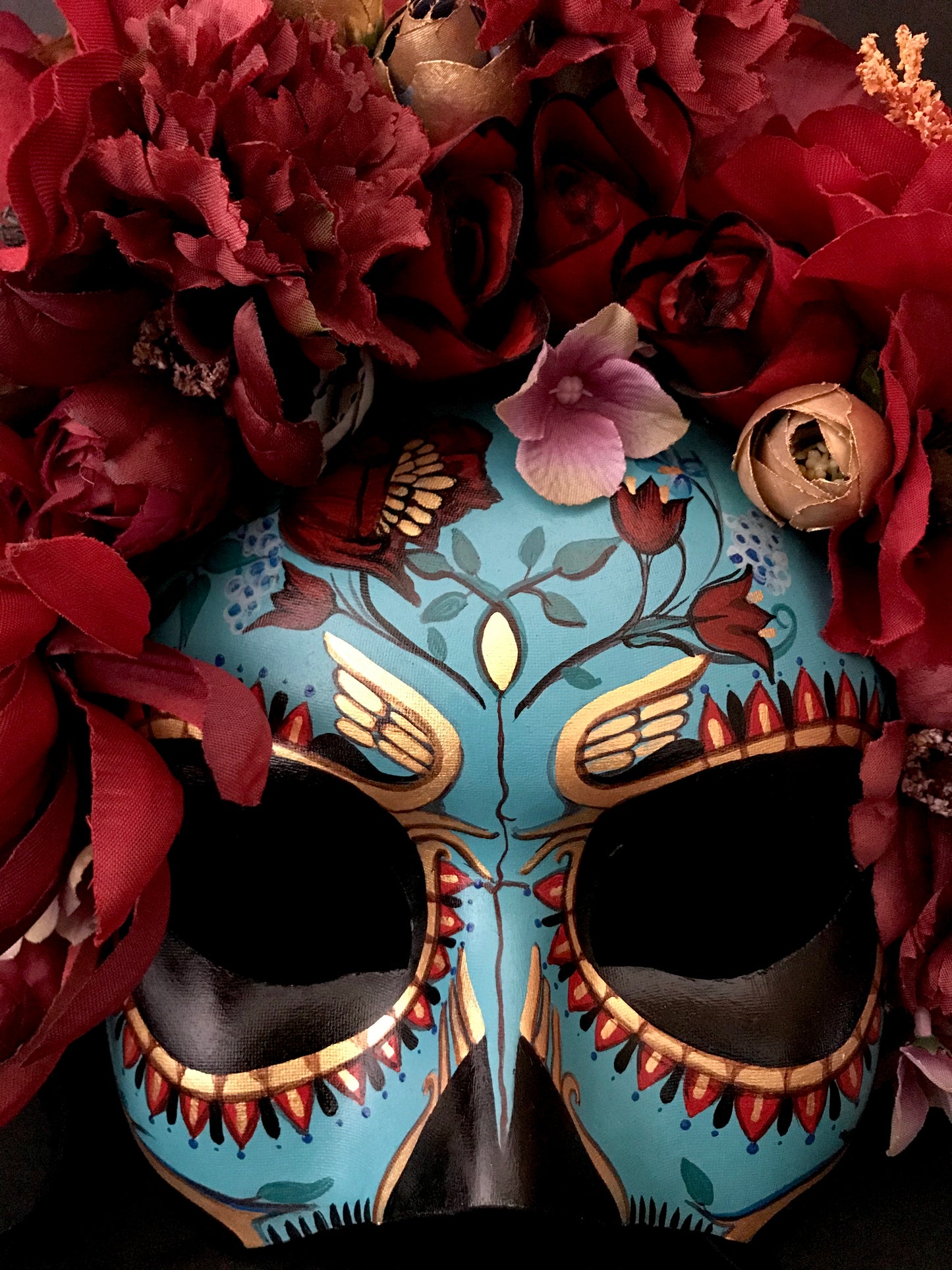 Half face blue Catrina mask