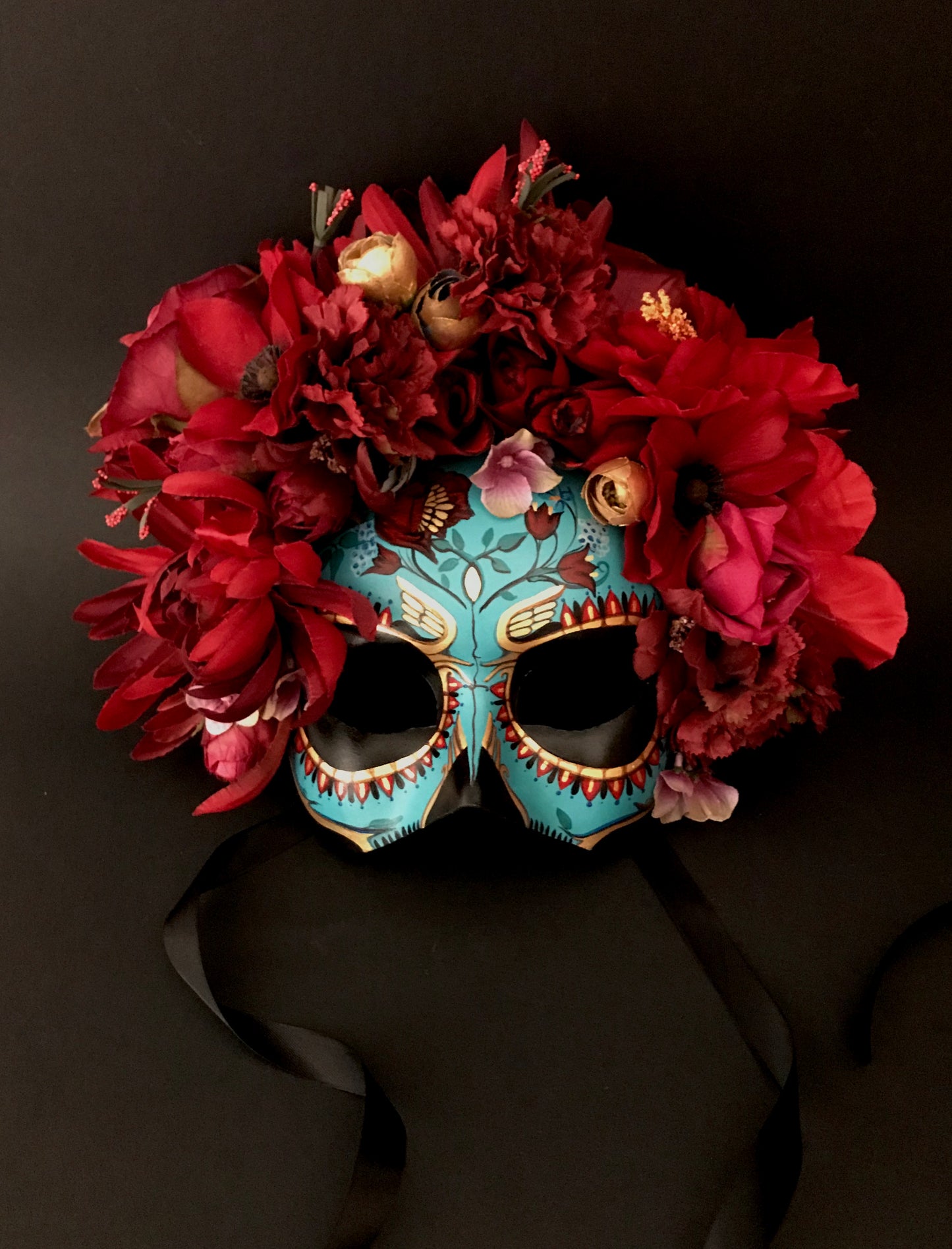 Half face blue Catrina mask