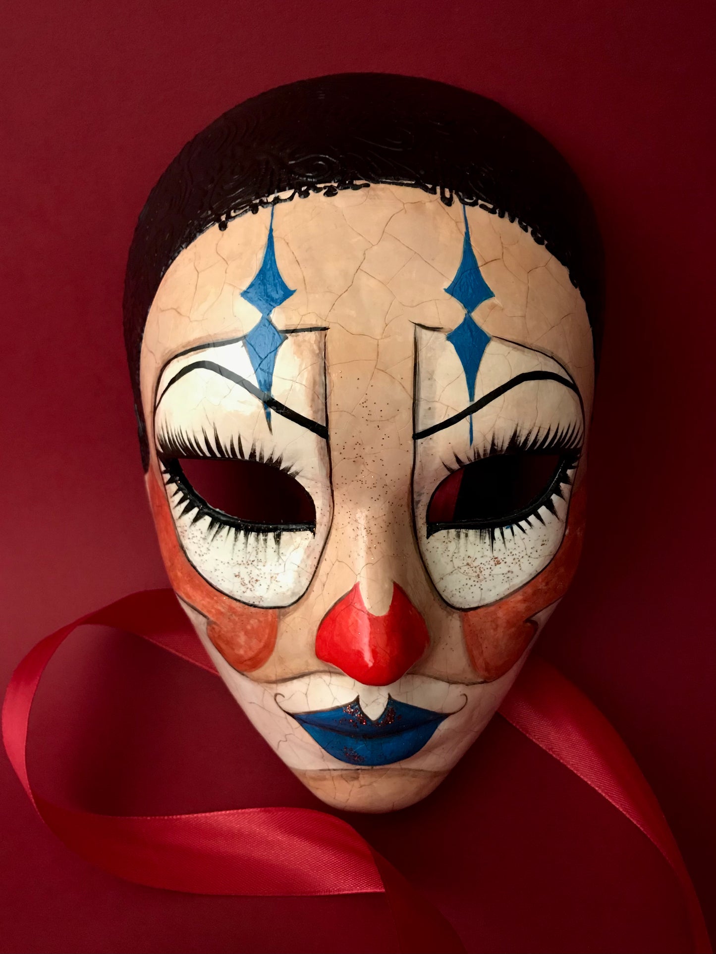 Clown mask with blue lips