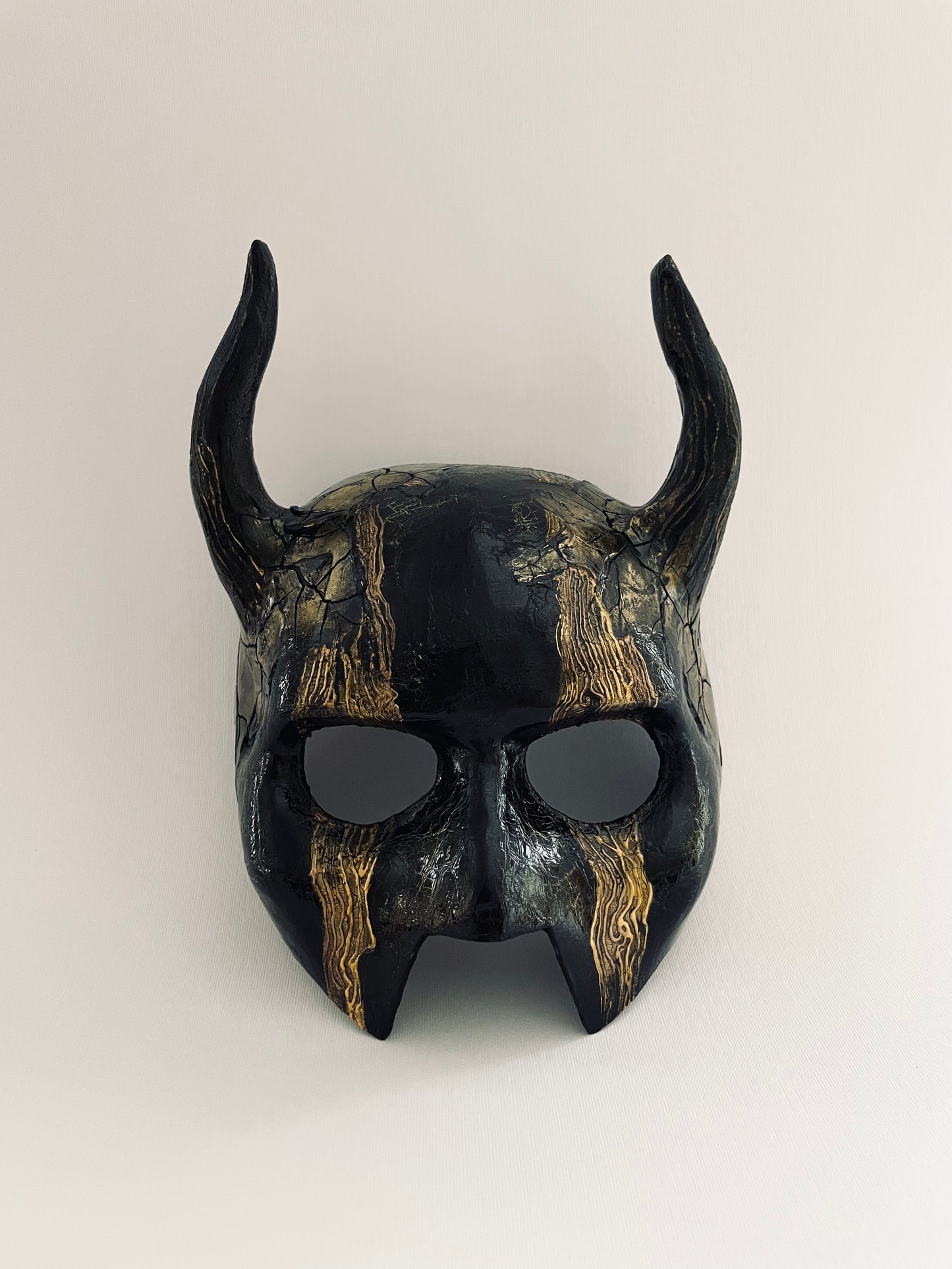 Half face black demon mask