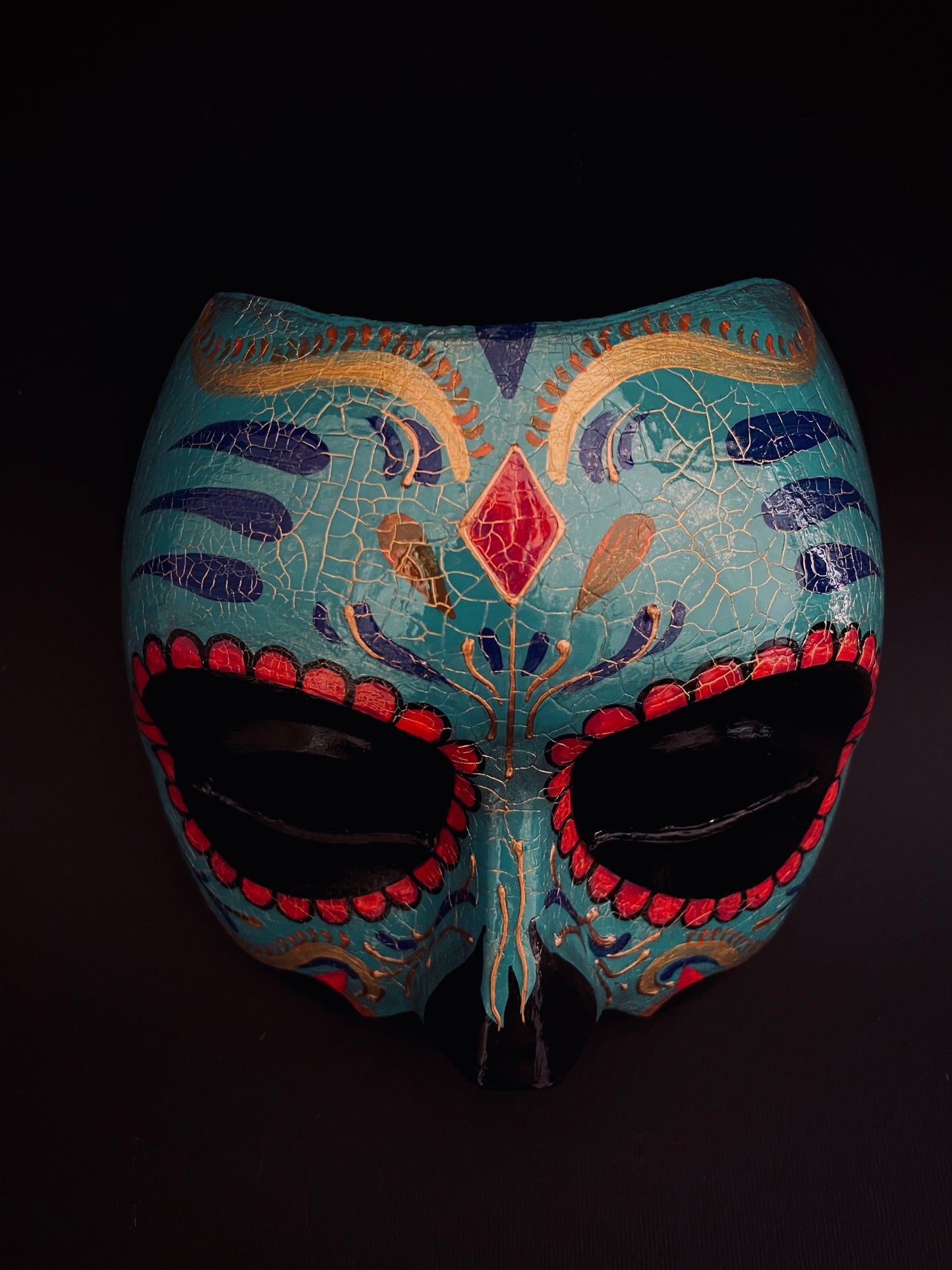 Half face Dia de Muertos mask.