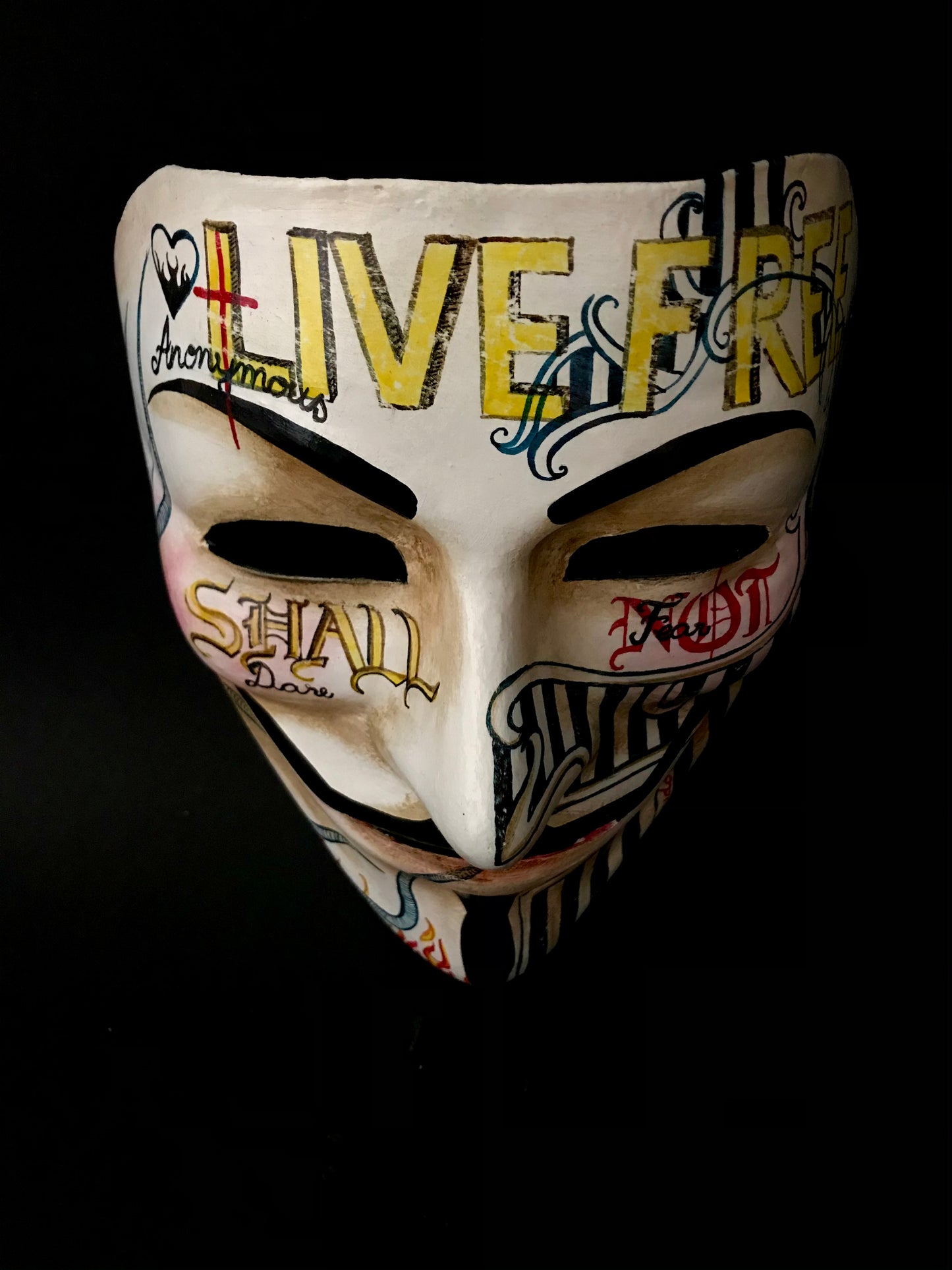 Anonymous mask with tattoos