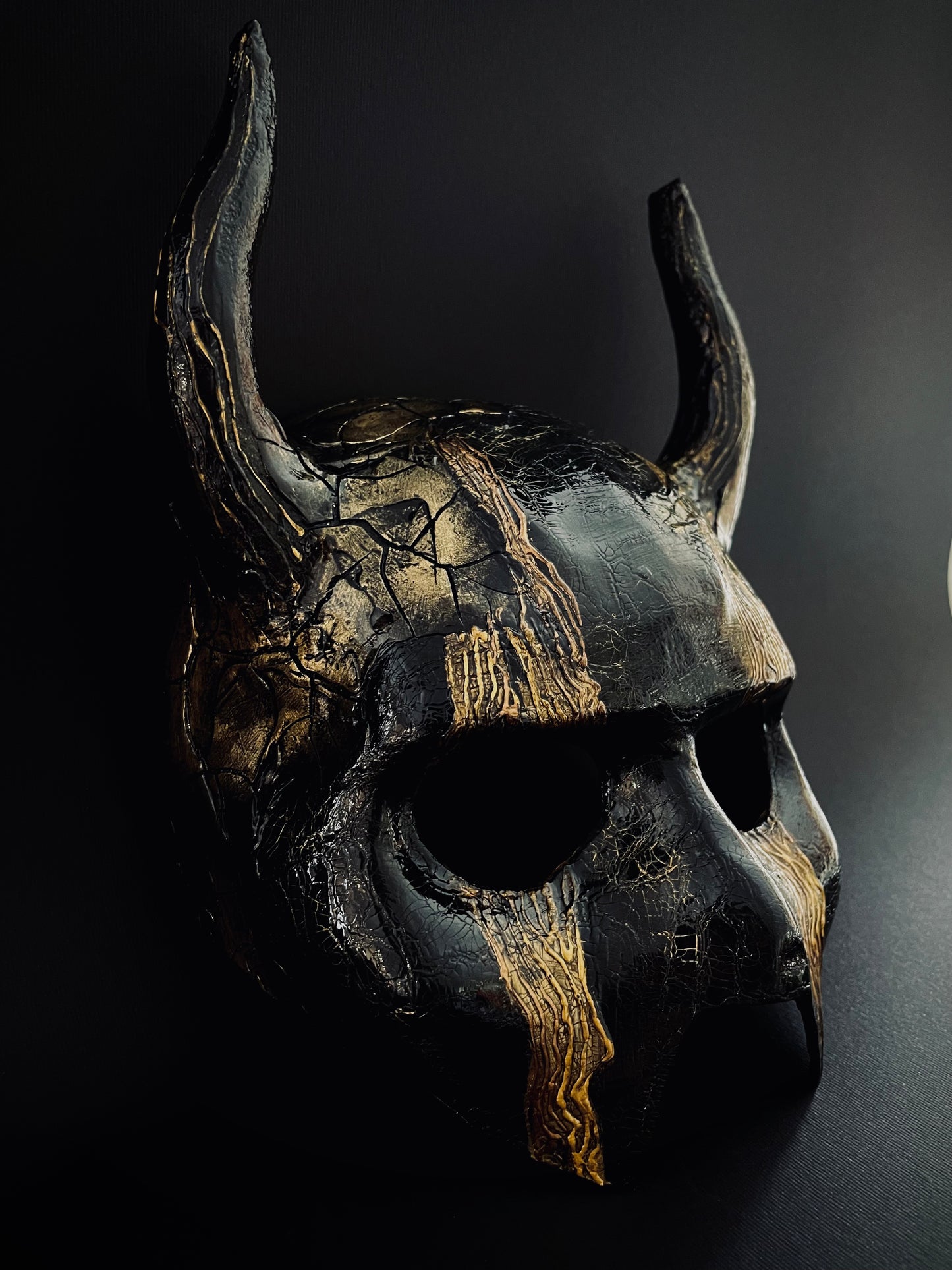 Half face black demon mask