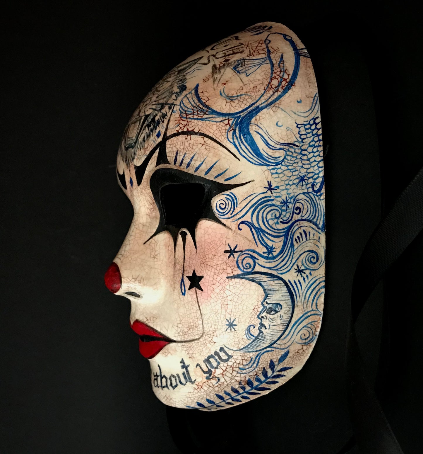 Pierrot mask with tattoos