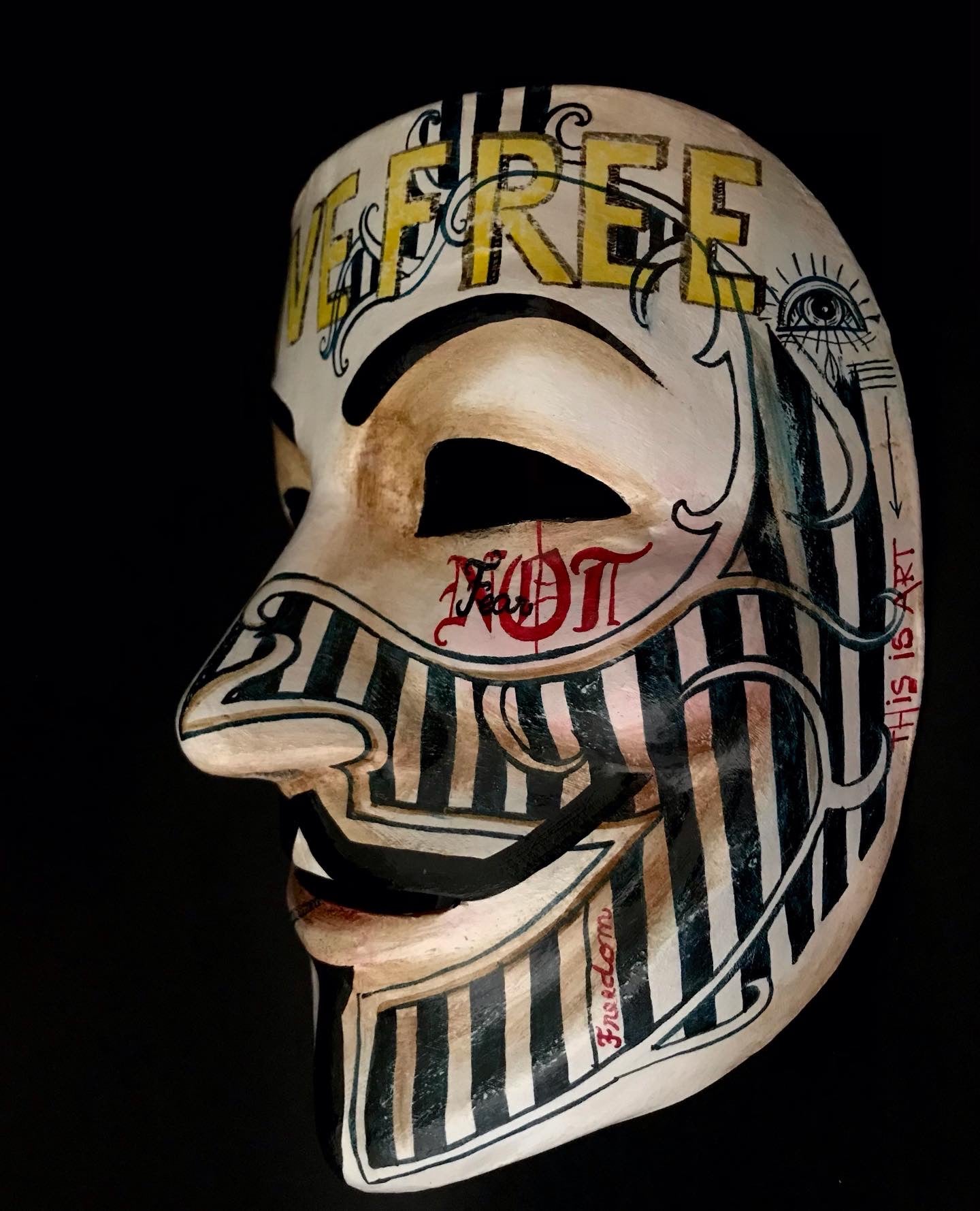 Anonymous mask with tattoos