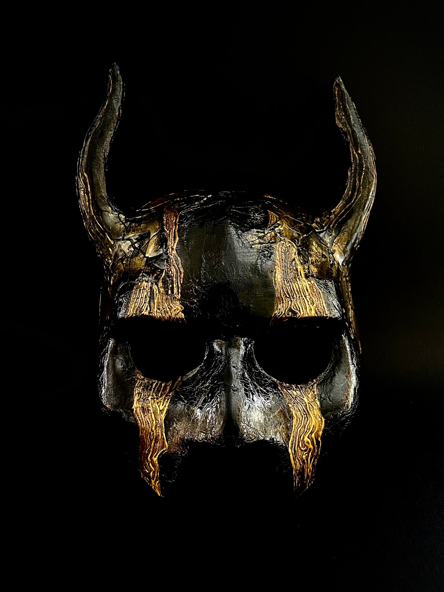 Half face black demon mask