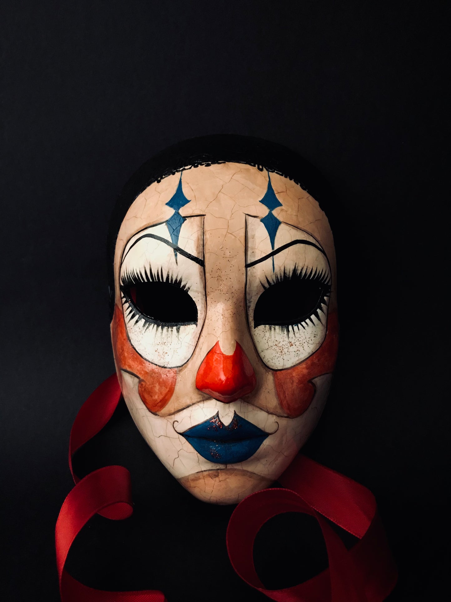 Clown mask with blue lips