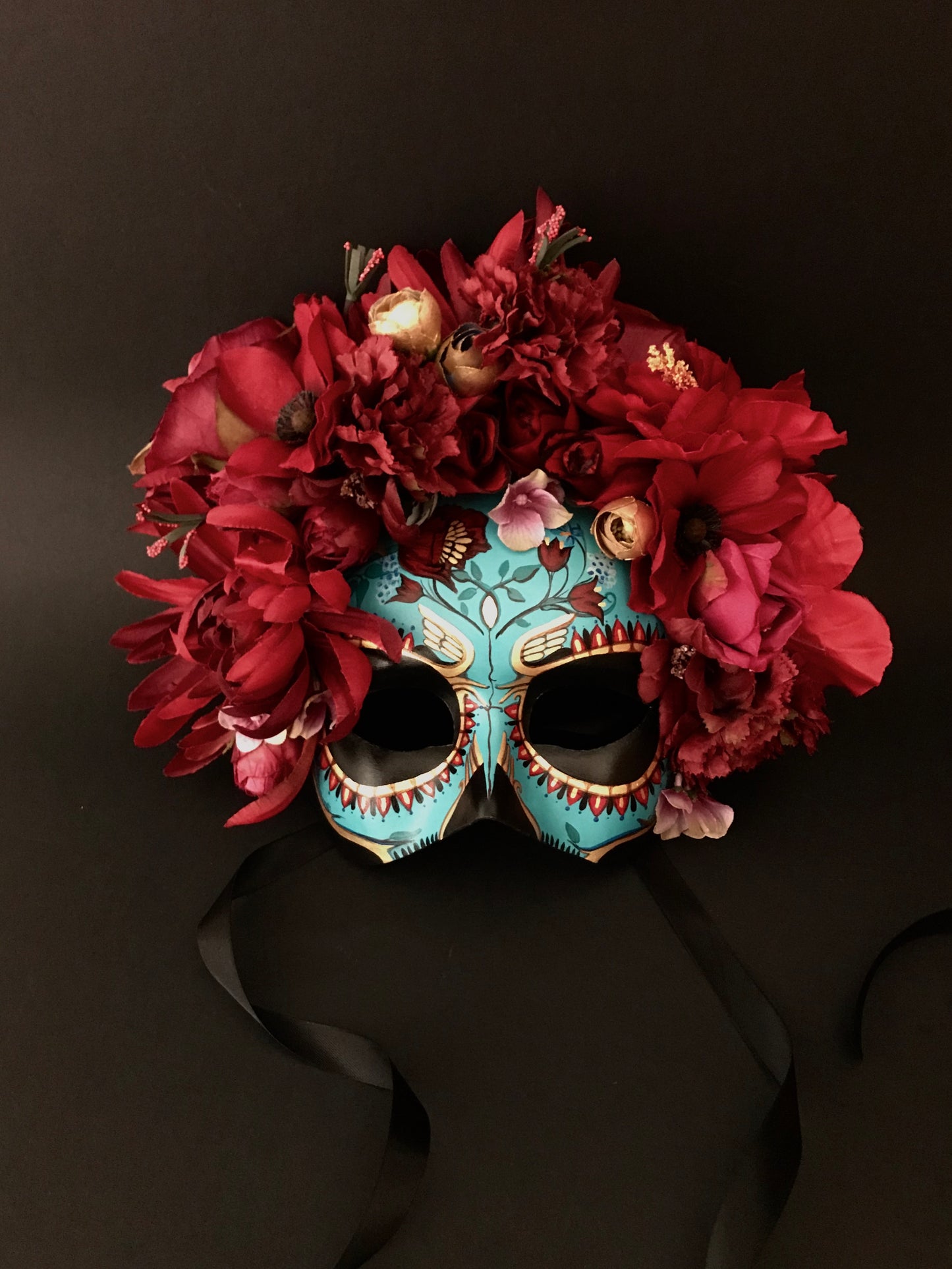 Half face blue Catrina mask