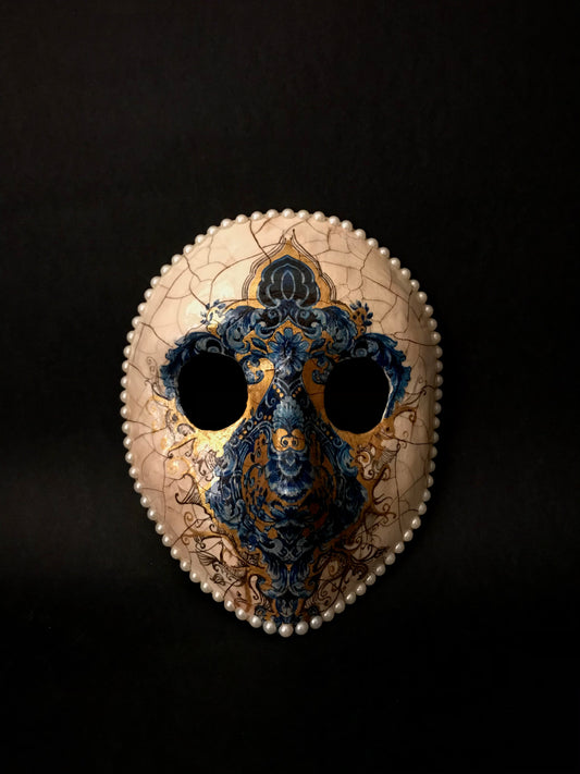 Blue and gold Moretta mask