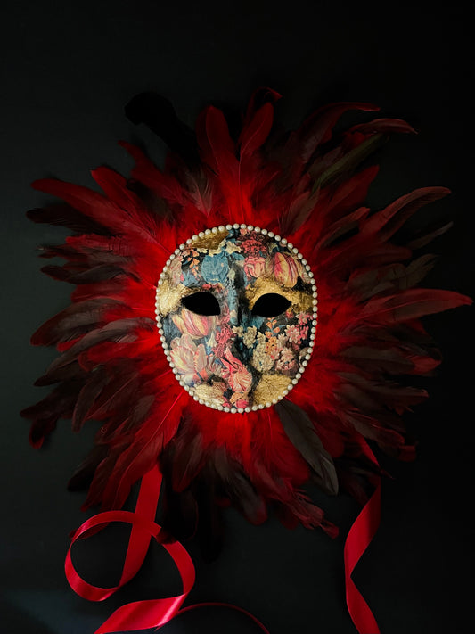 Moretta mask feathers. Carnival mask