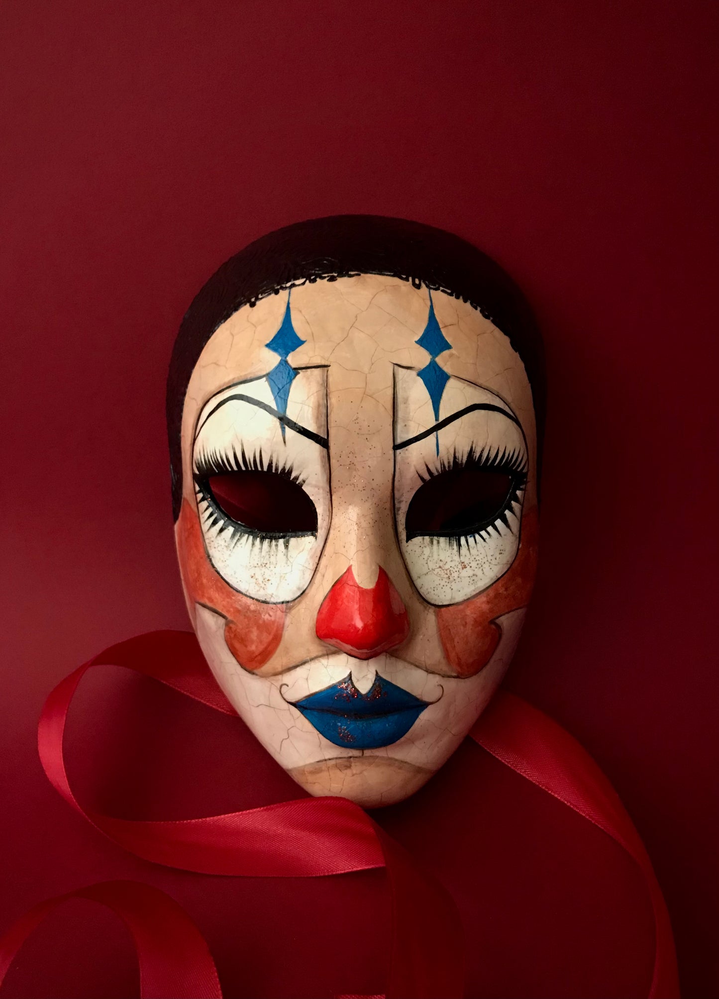 Clown mask with blue lips