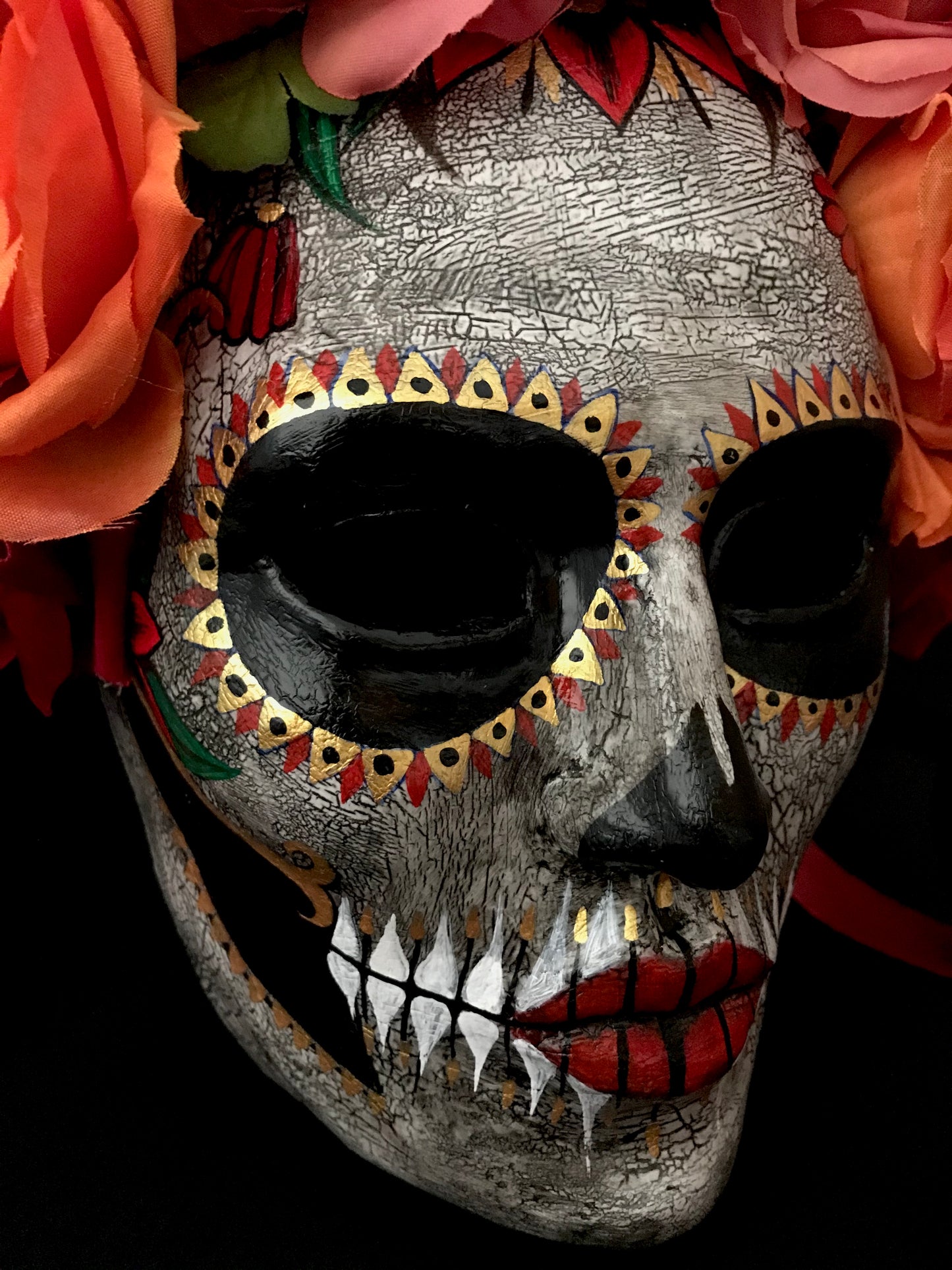 Catrina mask with orange flowers