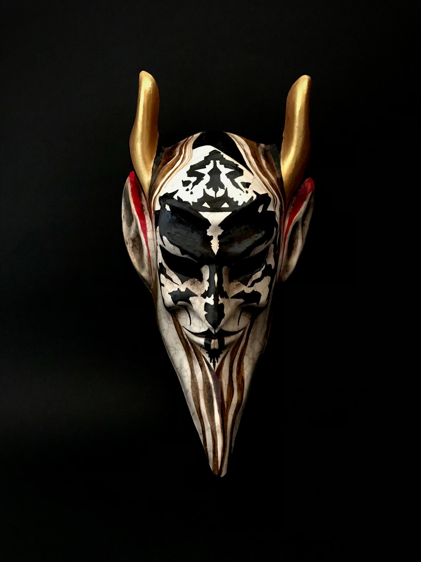 Made to order. Ink blot devil mask.